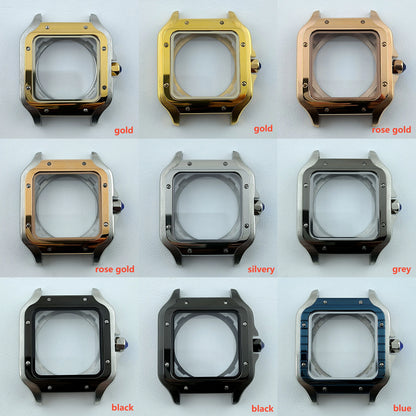 38mm NH35 Watch case Square Dial Roma Dial Watch Case Folding Buckle Square Case Leather strap fit NH35 movement