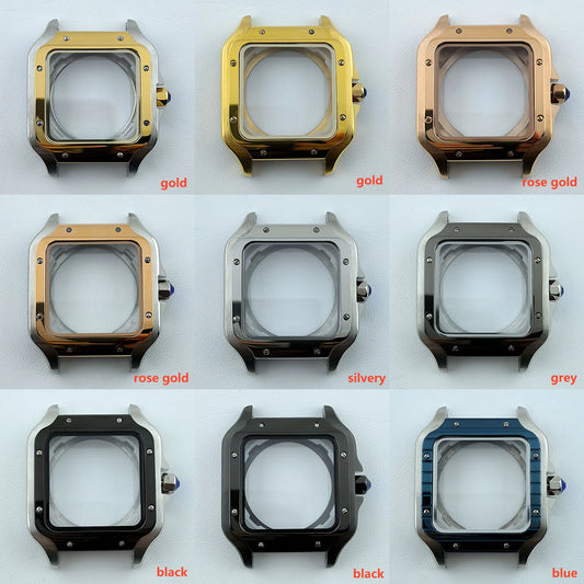 38mm NH35 Watch case Square Dial Roma Dial Watch Case Folding Buckle Square Case Leather strap fit NH35 movement
