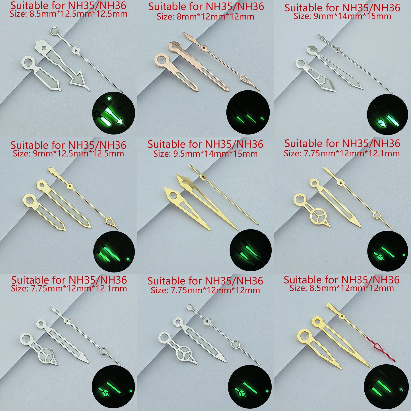 NH35 Hands Watch Hands Watch Accessories Watch Pointer White Pointer Green Super Luminous Suitable For N H35 N H36 Movement