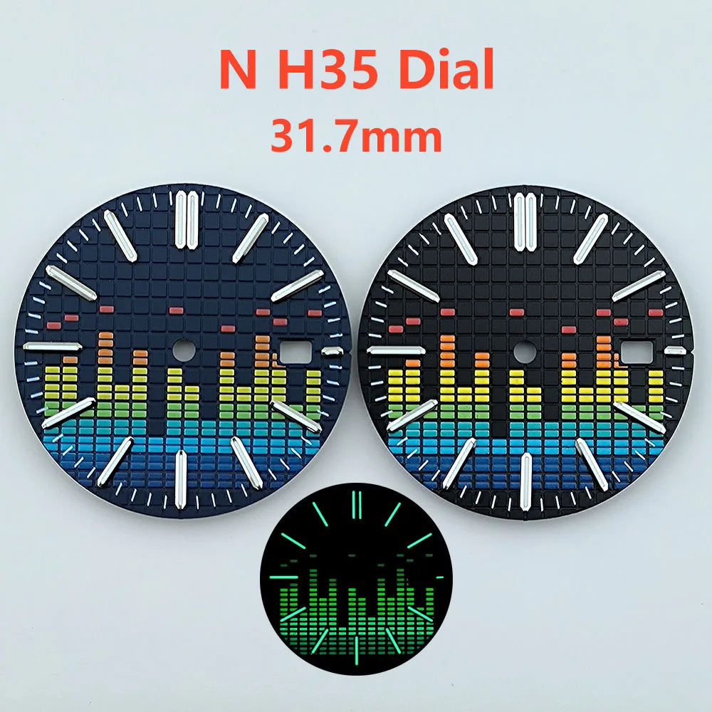 NH35 dial No Logo music Dial 31.7mm Green luminous fit NH35/NH36 movement watch accessories repair tools