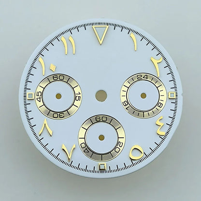 NEW VK63 chronograph dial Custom logo Arabic numeral panda dial 29mm green glowing fit VK63 quartz movement watch Repair tools
