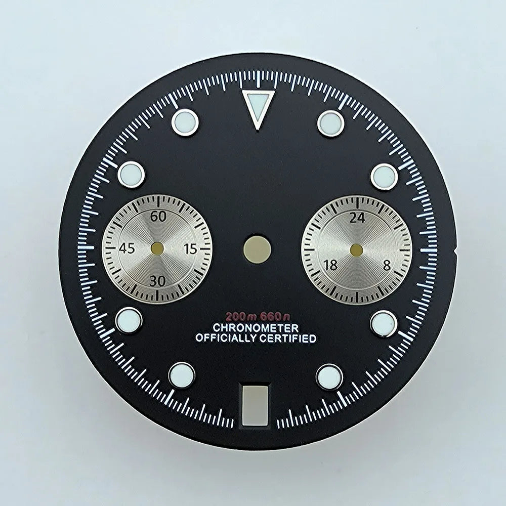 VK64 chronograph dial Custom logo Arabic numeral panda dial 29mm green glowing dial fit VK64 quartz movement watch accessories