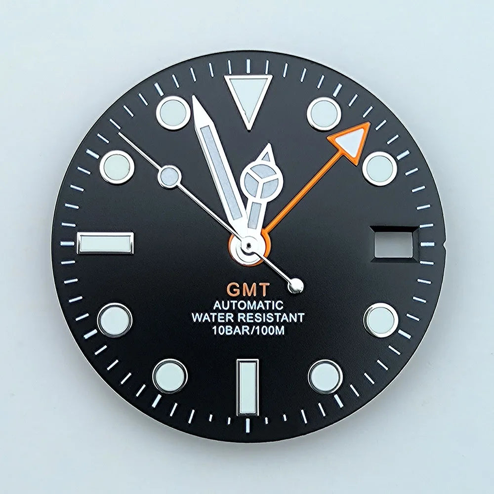 watch dial N H34 dial Custom logo 28.5mm GMT four hands green luminous for N H34 Movement watch accessories repair tool