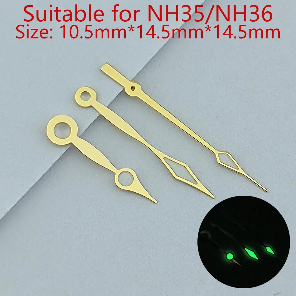 NH35 Hands Watch Hands Watch Accessories Watch Pointer White Pointer Green Super Luminous Suitable For N H35 N H36 Movement