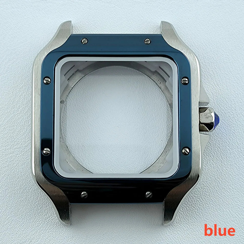 38mm NH35 Watch case Square Dial Roma Dial Watch Case Folding Buckle Square Case Leather strap fit NH35 movement