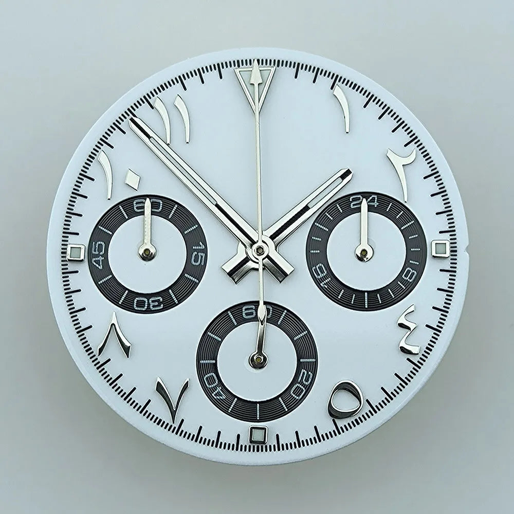 NEW VK63 chronograph dial Custom logo Arabic numeral panda dial 29mm green glowing fit VK63 quartz movement watch Repair tools