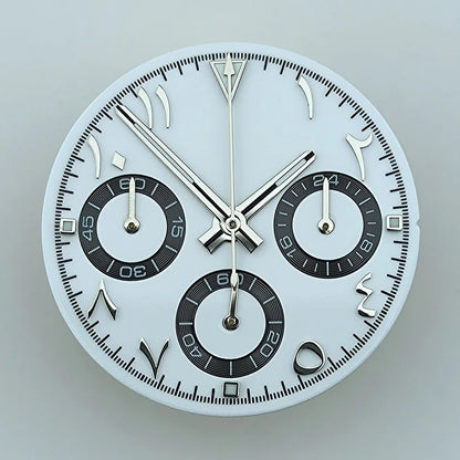 NEW VK63 chronograph dial Custom logo Arabic numeral panda dial 29mm green glowing fit VK63 quartz movement watch Repair tools