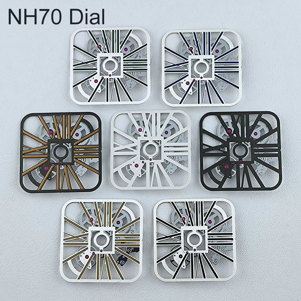 NH70 Dial Hollowed out Dial Square Dial Roma Numeral Dial 27mm No logo fit NH70 movement Repair tools