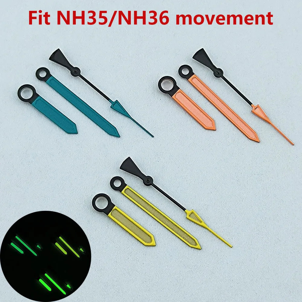 NH35/NH36 Watch hands hands Green/Yellow luminous second hand watch accessories Repair tools watch pointer