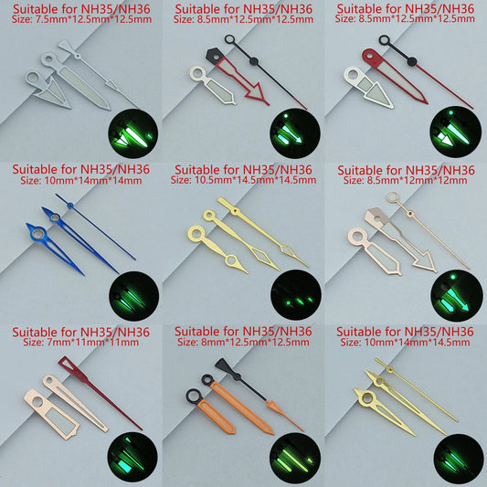 NH35 Hands Watch Hands Watch Accessories Watch Pointer White Pointer Green Super Luminous Suitable For N H35 N H36 Movement