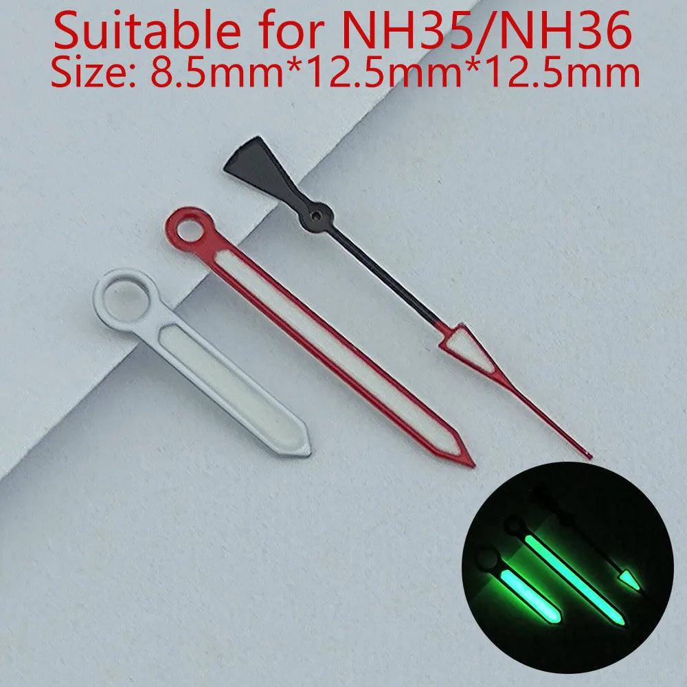 NH35 Hands Watch Hands Watch Accessories Watch Pointer White Pointer Green Super Luminous Suitable For N H35 N H36 Movement