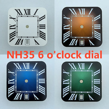 NH35 dial watch dial square dial Roman numeral NH35 date at 6 o'clock dial men's fit NH35 movement watch accessories