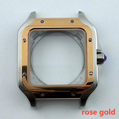 38mm NH35 Watch case Square Dial Roma Dial Watch Case Folding Buckle Square Case Leather strap fit NH35 movement