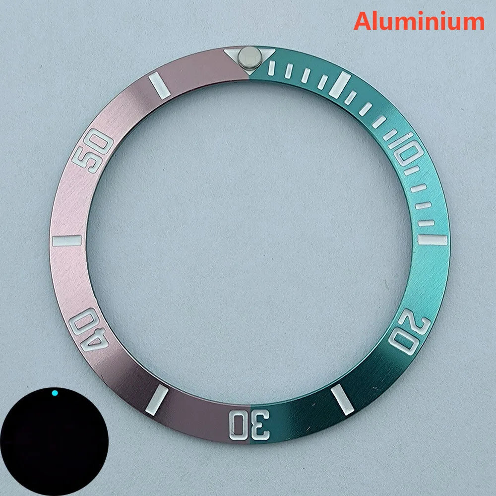 insert bezel ceramic/aluminium 38mm high quality green/blue luminous bezel is tilted for 40mm case watch repair tools