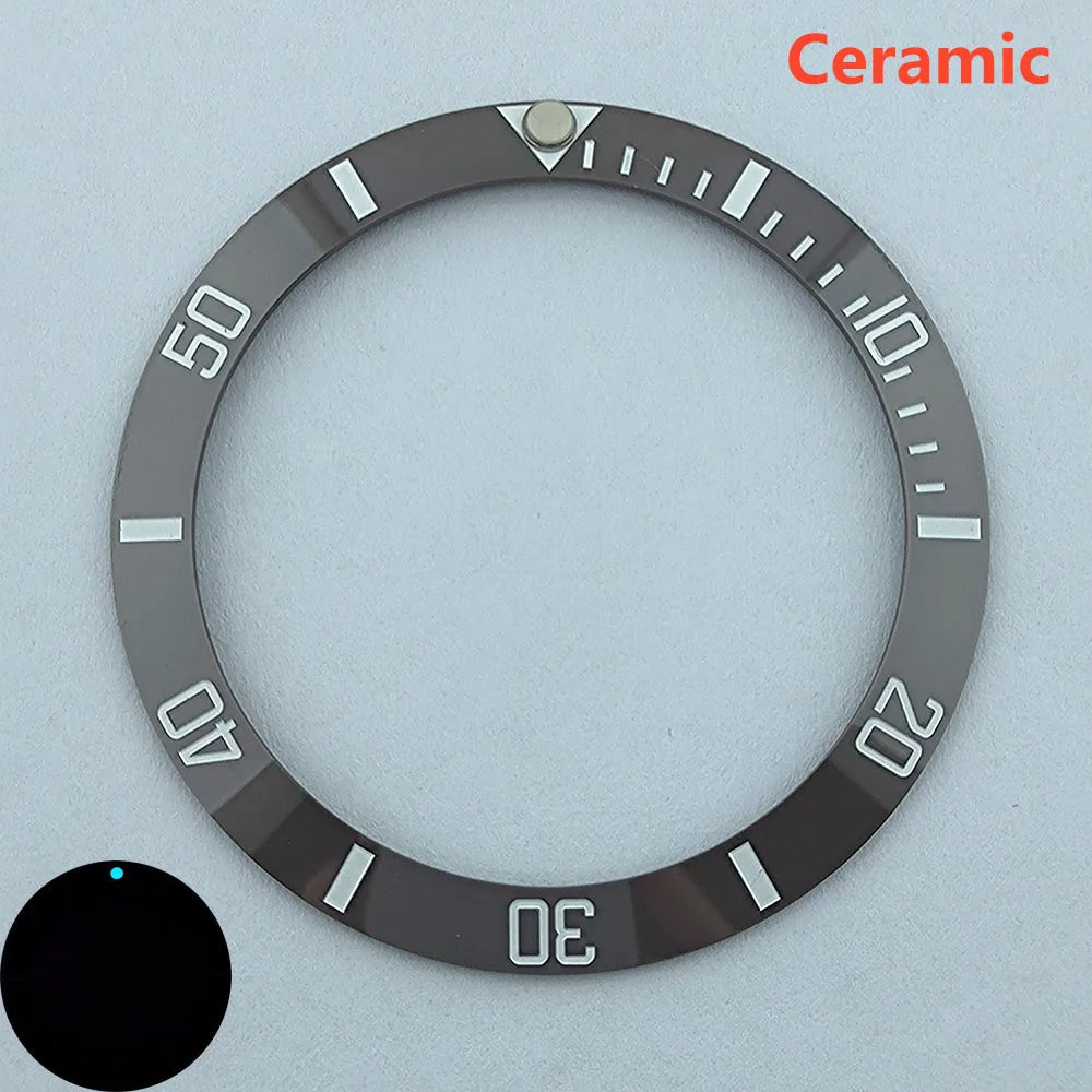 insert bezel ceramic/aluminium 38mm high quality green/blue luminous bezel is tilted for 40mm case watch repair tools