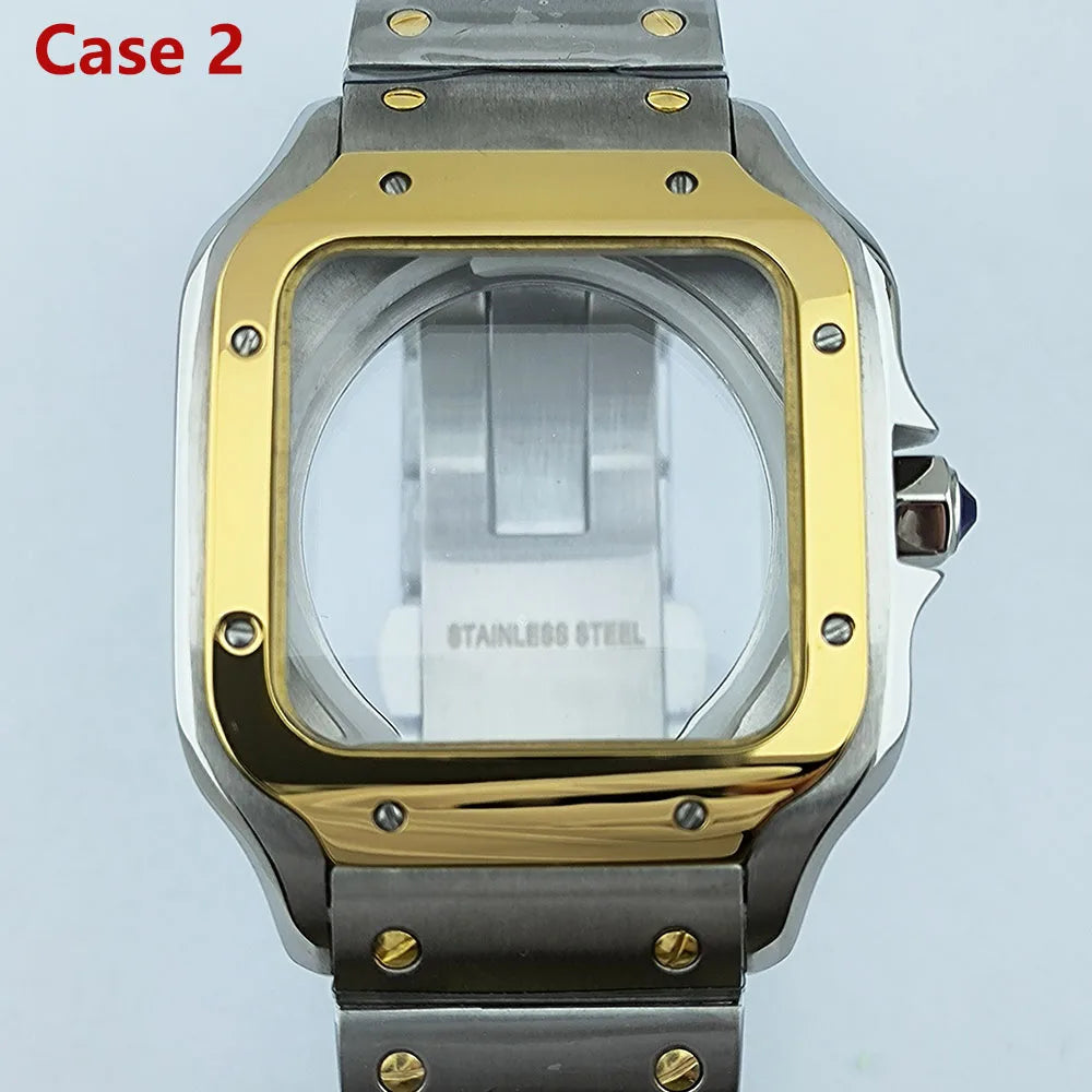 NH35 case Watch Case High quality Square case Roma Dial Folding Buckle Square Case fit NH35 NH36 movement Watch accessories