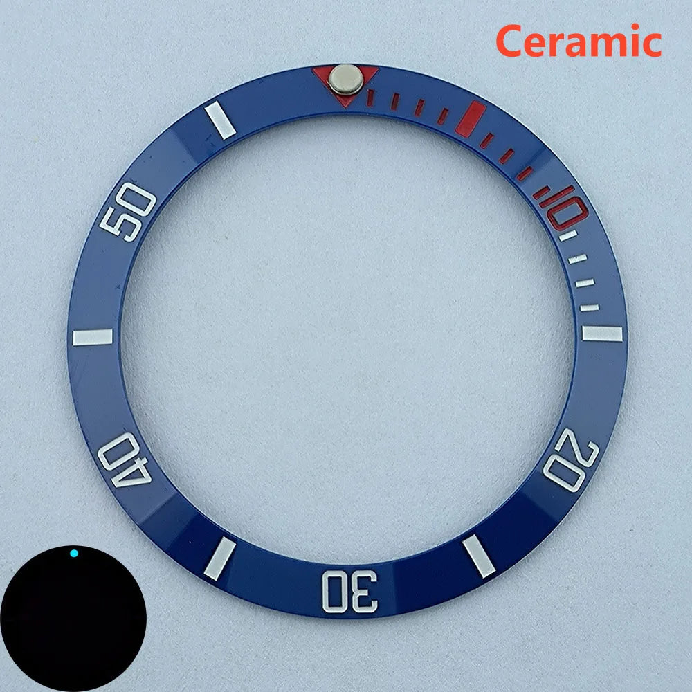 insert bezel ceramic/aluminium 38mm high quality green/blue luminous bezel is tilted for 40mm case watch repair tools