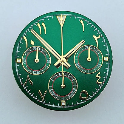 NEW VK63 chronograph dial Custom logo Arabic numeral panda dial 29mm green glowing fit VK63 quartz movement watch Repair tools