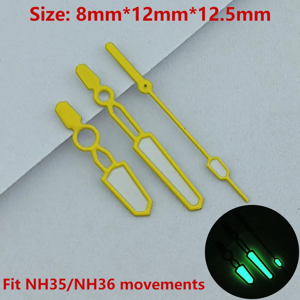 NH35 NH36 hands watch hands green luminous second hand watch accessories Repair tools watch pointer red/yellow/green/blue hands